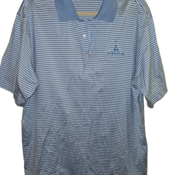 Peter Millar Men's Blue Striped Polo Golf Shirt XL - Picture 2 of 3